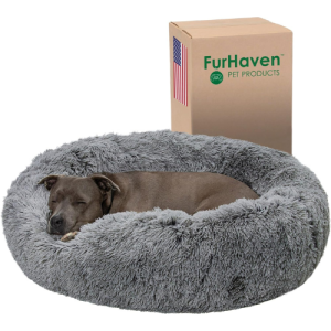 Furhaven 36" Round Calming Donut Dog Bed for Large/Medium Dogs